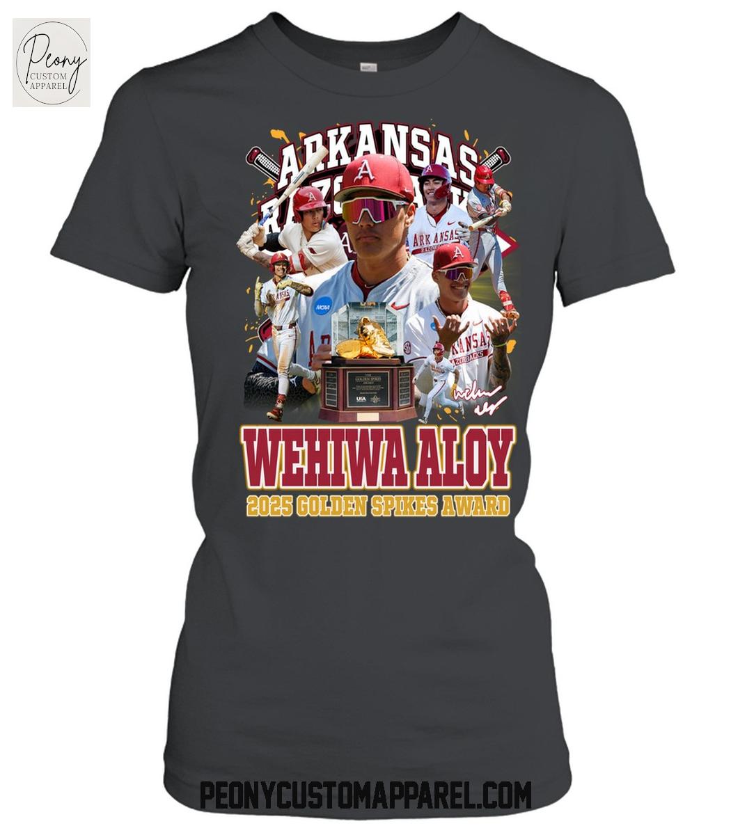 Arkansas Razorbacks Wehiwa Aloy 2025 Golden Spikes Award T Shirt Arkansas Razorbacks Wehiwa Aloy 2025 Golden Spikes Award T Shirt