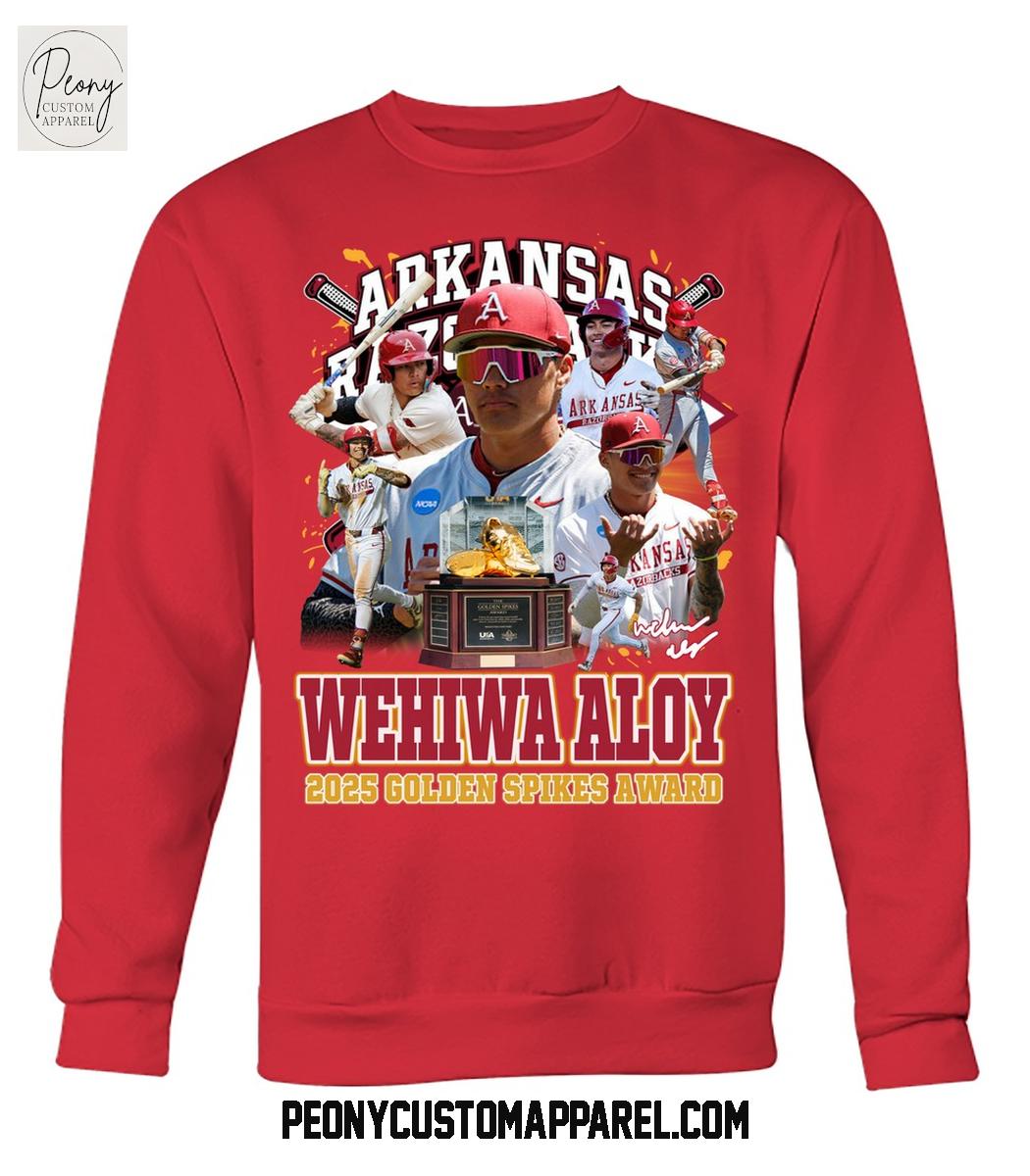 Arkansas Razorbacks Wehiwa Aloy 2025 Golden Spikes Award T Shirt Arkansas Razorbacks Wehiwa Aloy 2025 Golden Spikes Award T Shirt