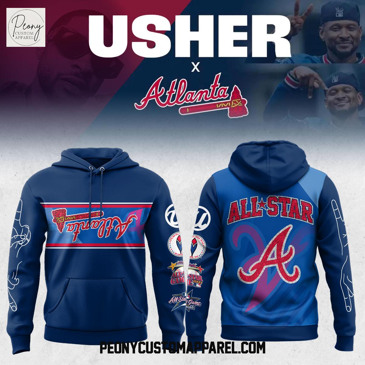 Atlanta Braves Usher 2025 MLB All Star Game Hoodie T Shirt Atlanta Braves Usher 2025 MLB All Star Game Hoodie T Shirt