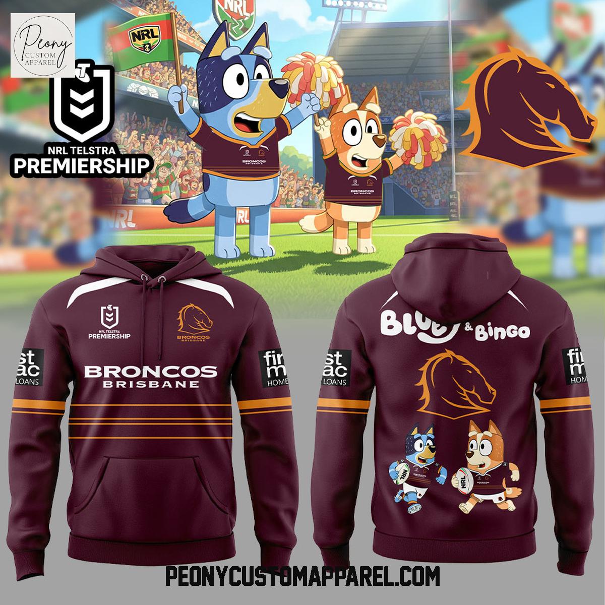 Brisbane Broncos Bluey and Bingo Hoodie Shirt Brisbane Broncos Bluey and Bingo Hoodie Shirt