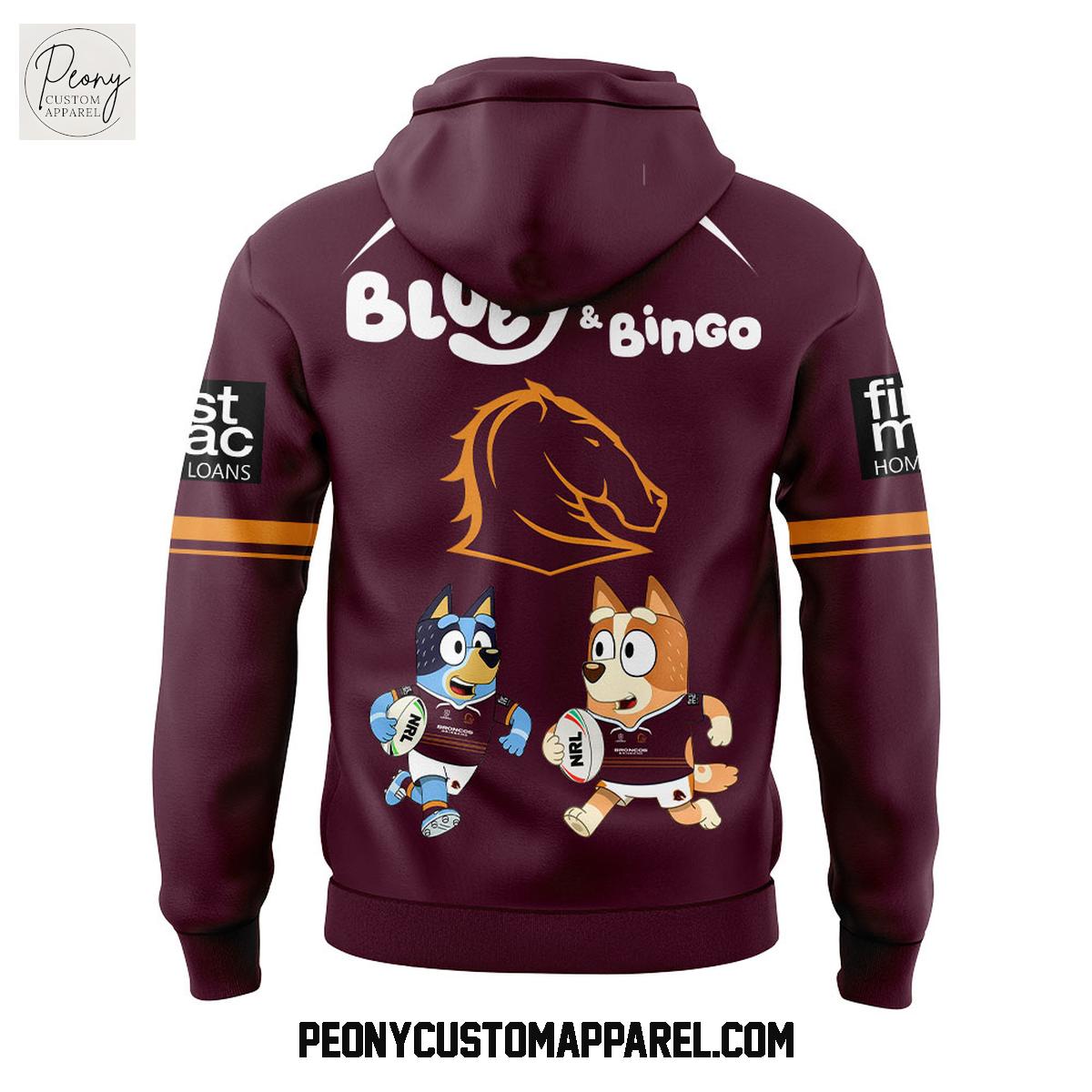 Brisbane Broncos Bluey and Bingo Hoodie Shirt Brisbane Broncos Bluey and Bingo Hoodie Shirt