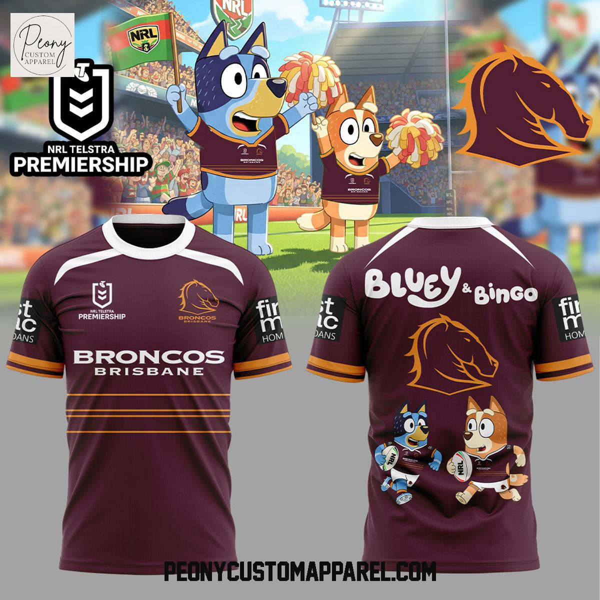 Brisbane Broncos Bluey and Bingo Hoodie Shirt Brisbane Broncos Bluey and Bingo Hoodie Shirt