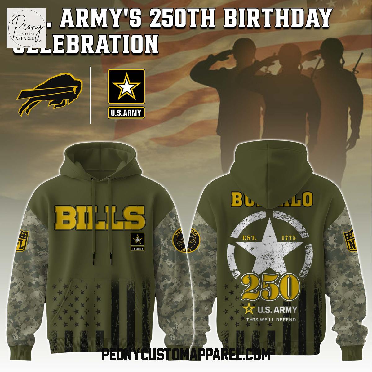Buffalo Bills NFL Celebration US Army 250th Anniversary Hoodie Buffalo Bills NFL Celebration US Army 250th Anniversary Hoodie