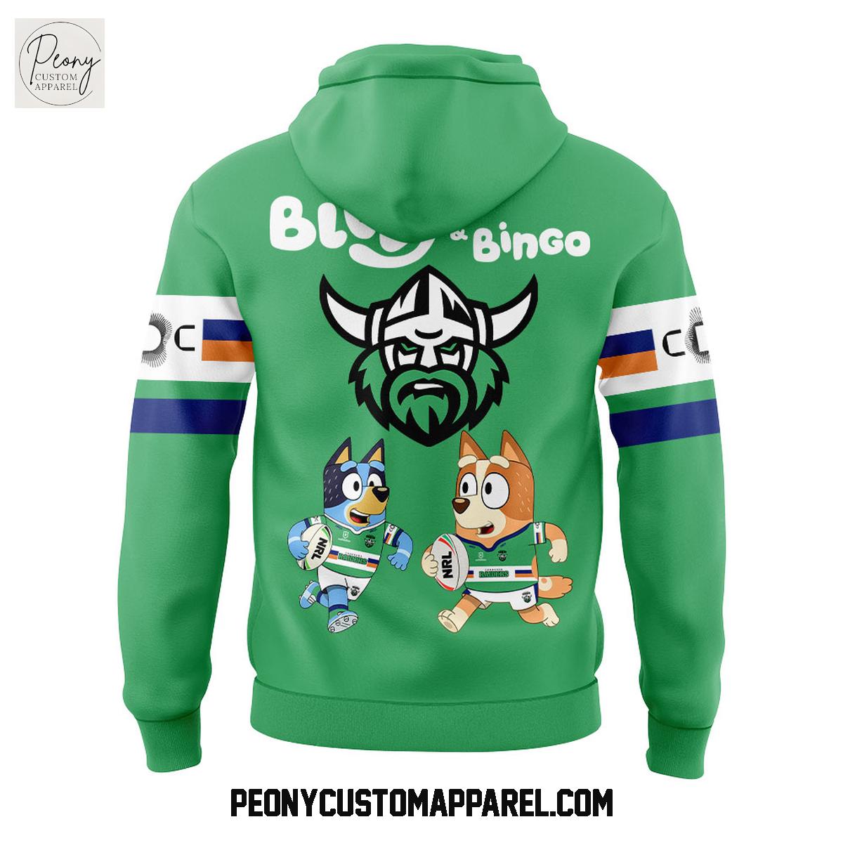 Canberra Raiders Bluey and Bingo Hoodie Shirt Canberra Raiders Bluey and Bingo Hoodie Shirt