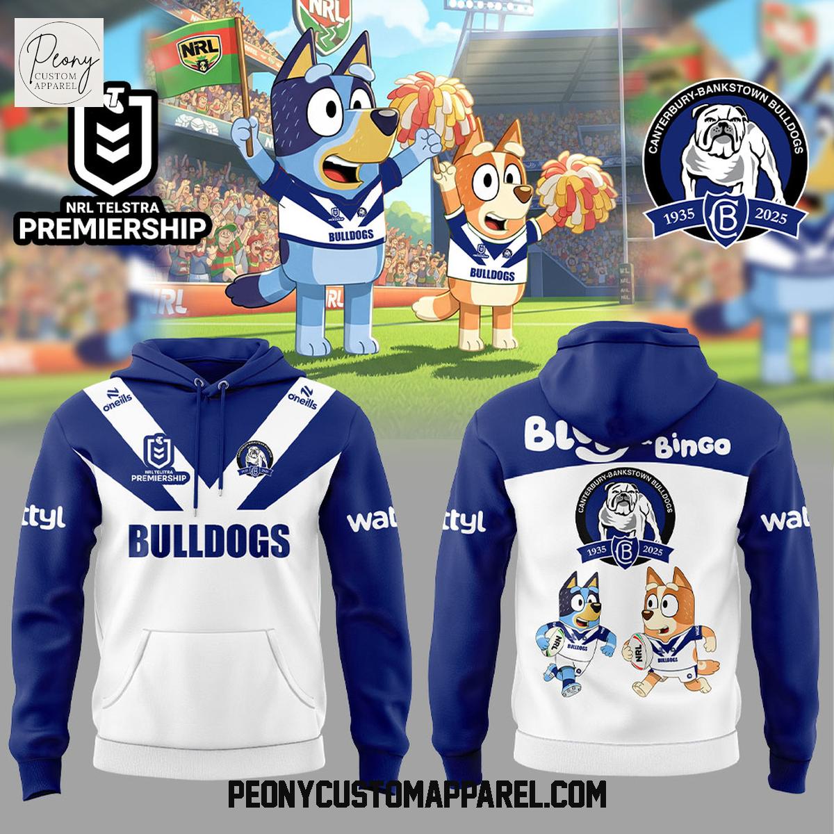 Canterbury Bulldogs Bluey and Bingo Hoodie Shirt Canterbury Bulldogs Bluey and Bingo Hoodie Shirt