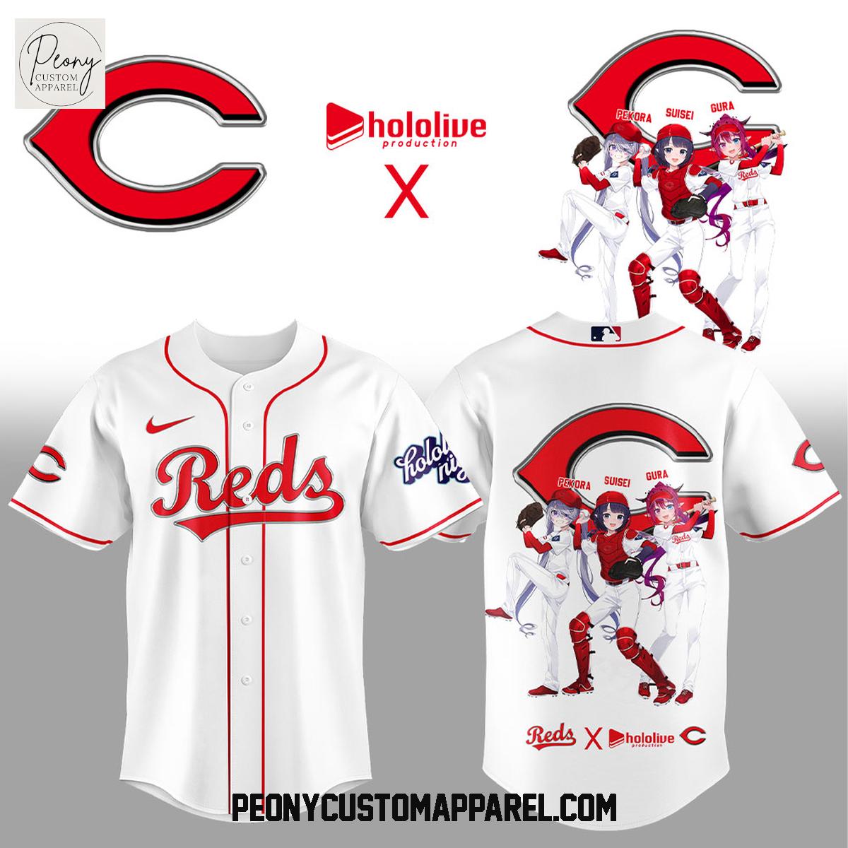 Cincinnati Reds Hololive Night Collab Baseball Jersey Cincinnati Reds Hololive Night Collab Baseball Jersey