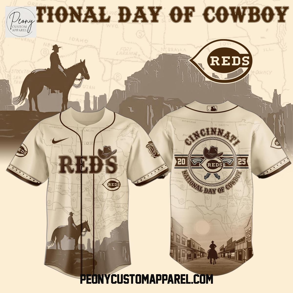 Cincinnati Reds MLB x National Day Of Cowboys Baseball Jersey Cincinnati Reds MLB x National Day Of Cowboys Baseball Jersey