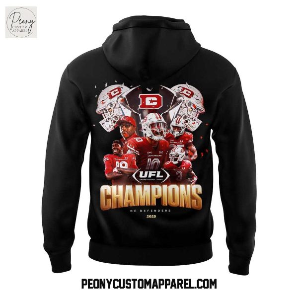 D.C. Defenders Under Armour 2025 UFL Champions Black Hoodie T Shirt