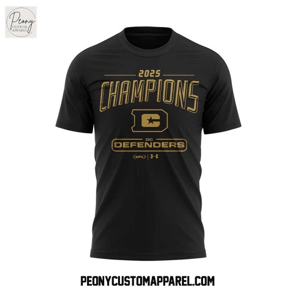 D.C. Defenders Under Armour 2025 UFL Champions Black Hoodie T Shirt
