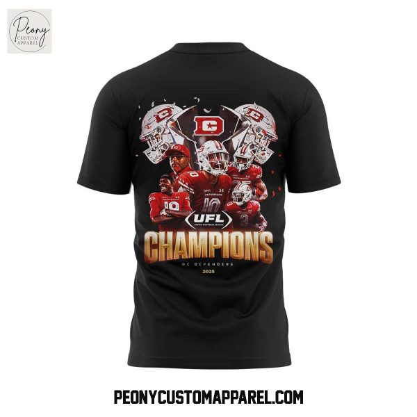 D.C. Defenders Under Armour 2025 UFL Champions Black Hoodie T Shirt