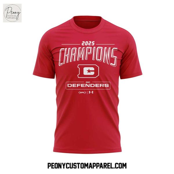D.C. Defenders Under Armour 2025 UFL Champions Red Hoodie T Shirt