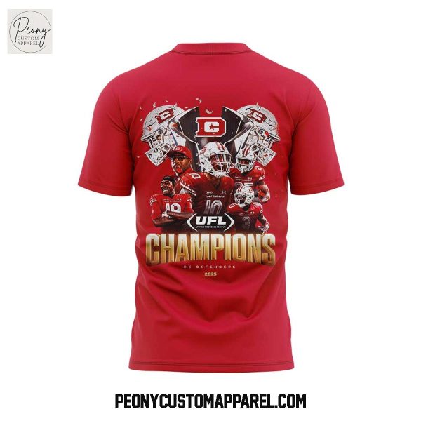 D.C. Defenders Under Armour 2025 UFL Champions Red Hoodie T Shirt
