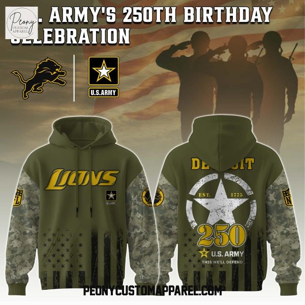 Detroit Lions NFL Celebration US Army 250th Anniversary Hoodie
