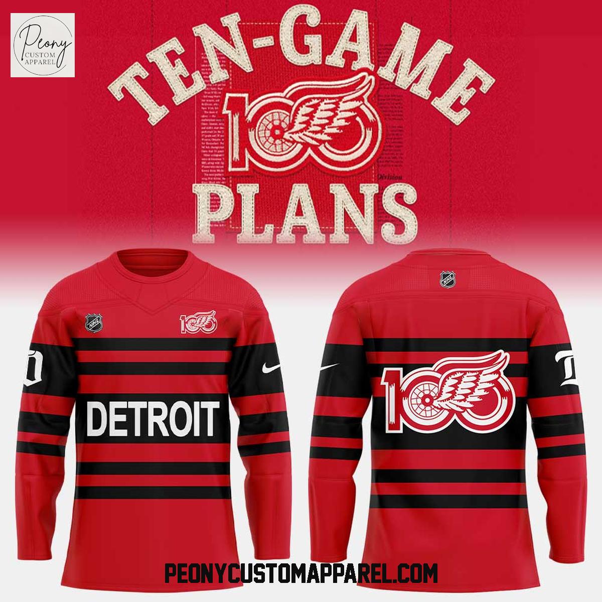 Detroit Red Wings Ten Game 100 Plans Uniform Retro Hockey Jersey Detroit Red Wings Ten Game 100 Plans Uniform Retro Hockey Jersey