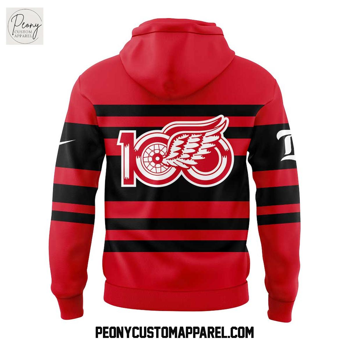 Detroit Red Wings Ten Game 100 Plans Uniform Retro Hoodie Detroit Red Wings Ten Game 100 Plans Uniform Retro Hoodie