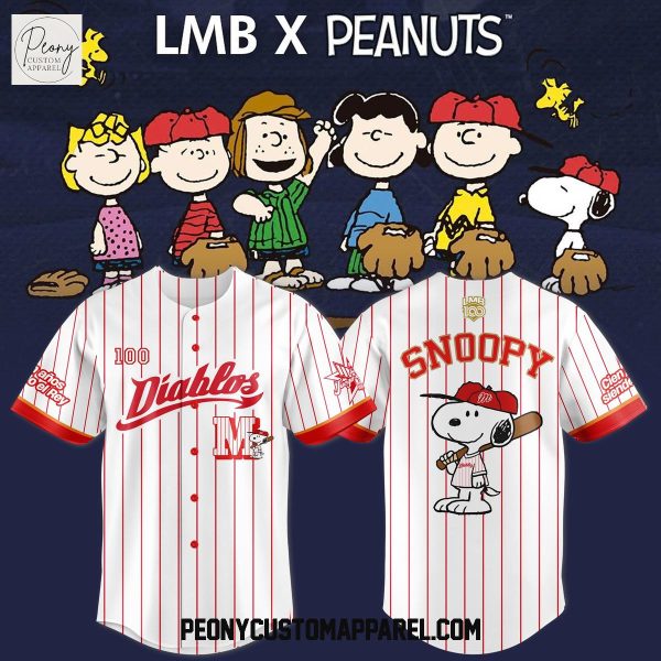 Diablos Rojos del Mexico Peanuts 100th Anniversary 2025 Baseball Jersey