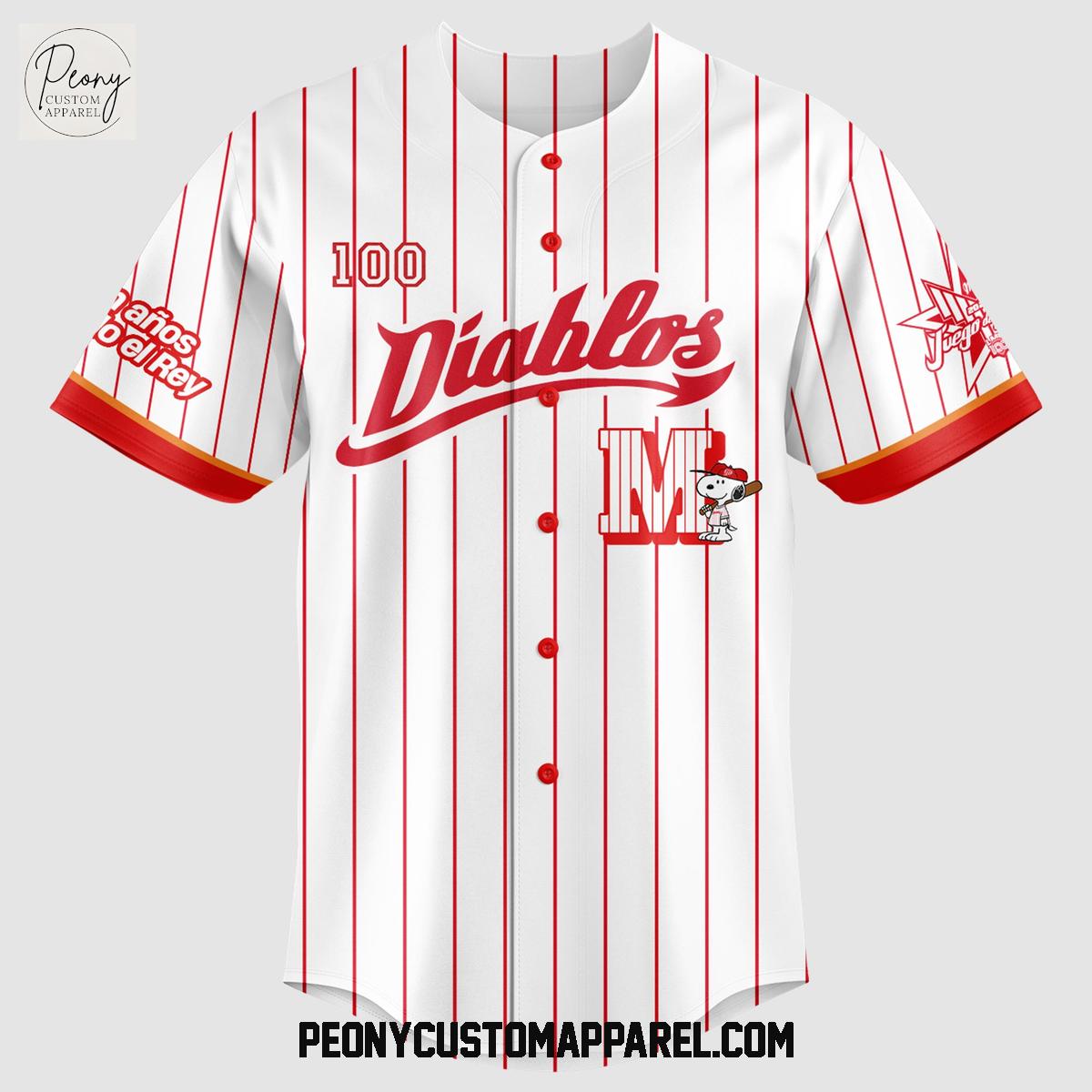 Diablos Rojos del Mexico Peanuts 100th Anniversary 2025 Baseball Jersey Diablos Rojos del Mexico Peanuts 100th Anniversary 2025 Baseball Jersey