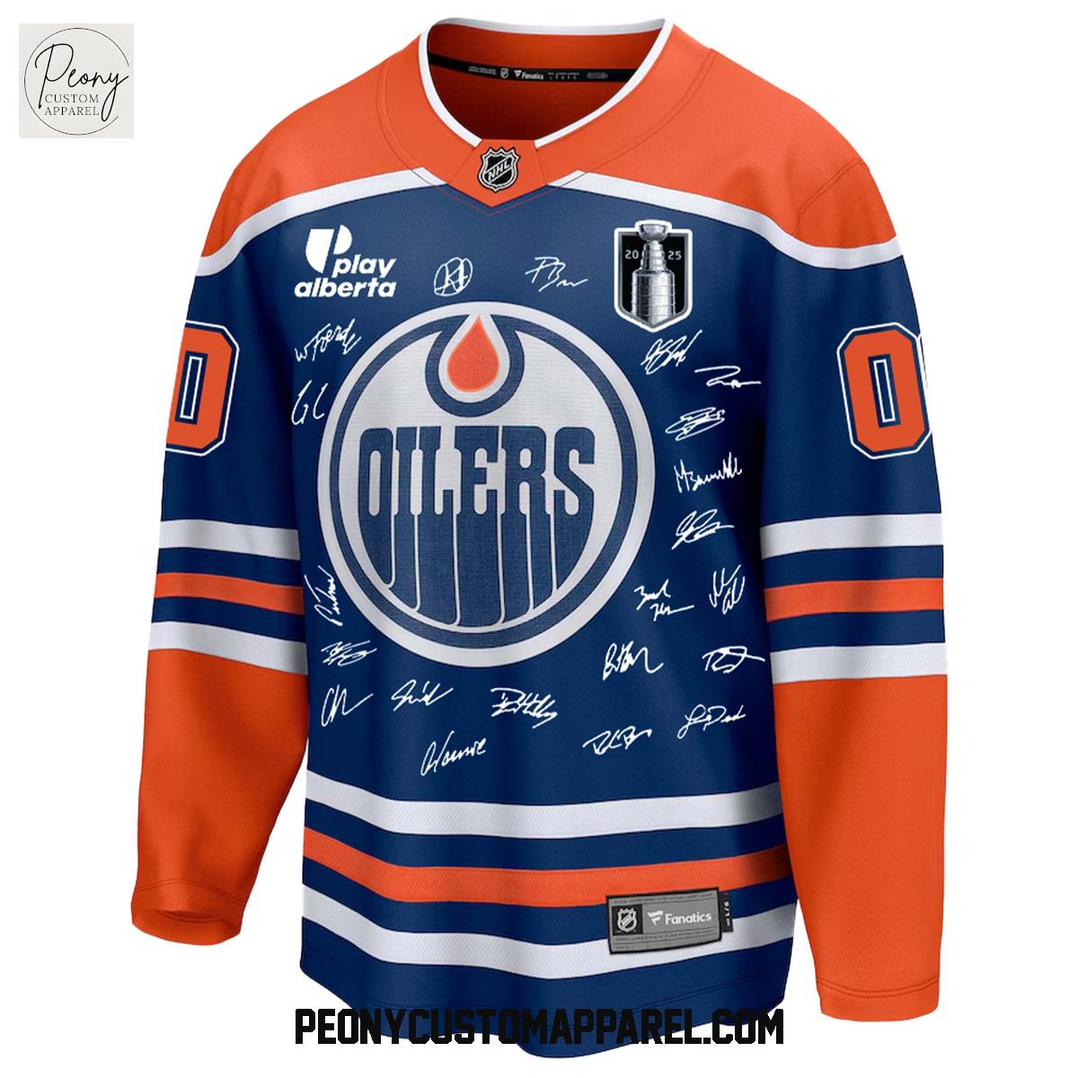 Edmonton Oilers NHL Stanley Cup Finals Champions Signature Team Hockey Jersey Edmonton Oilers NHL Stanley Cup Finals Champions Signature Team Hockey Jersey
