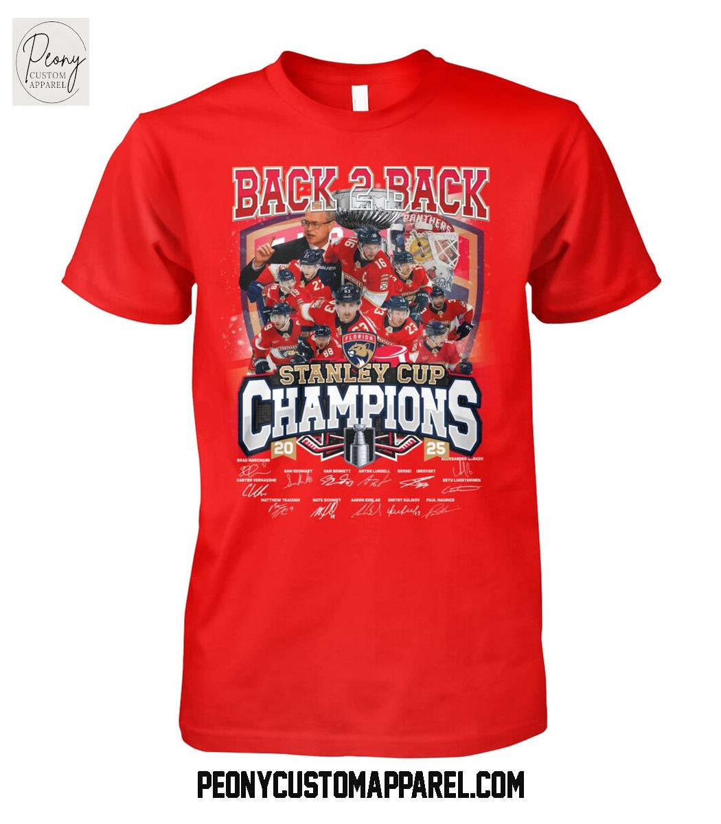 Florida Panthers Back 2 Back Champions Stanley Cup 2025 T Shirt Florida Panthers Back 2 Back Champions Stanley Cup 2025 T Shirt
