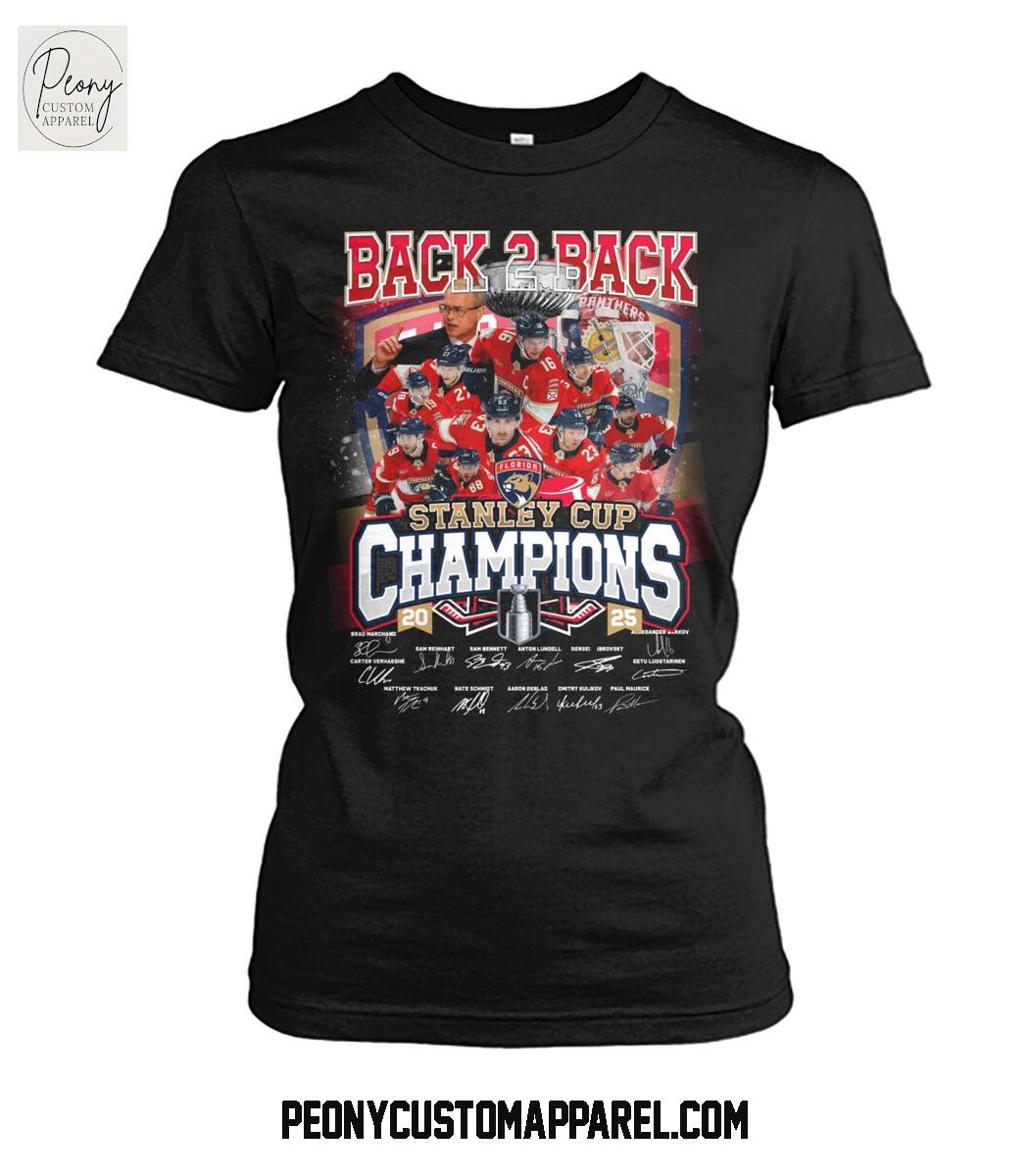 Florida Panthers Back 2 Back Champions Stanley Cup 2025 T Shirt Florida Panthers Back 2 Back Champions Stanley Cup 2025 T Shirt
