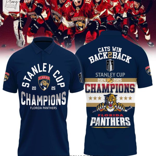 Florida Panthers Cats Win Back 2 Back Stanley Cup Polo Shirt