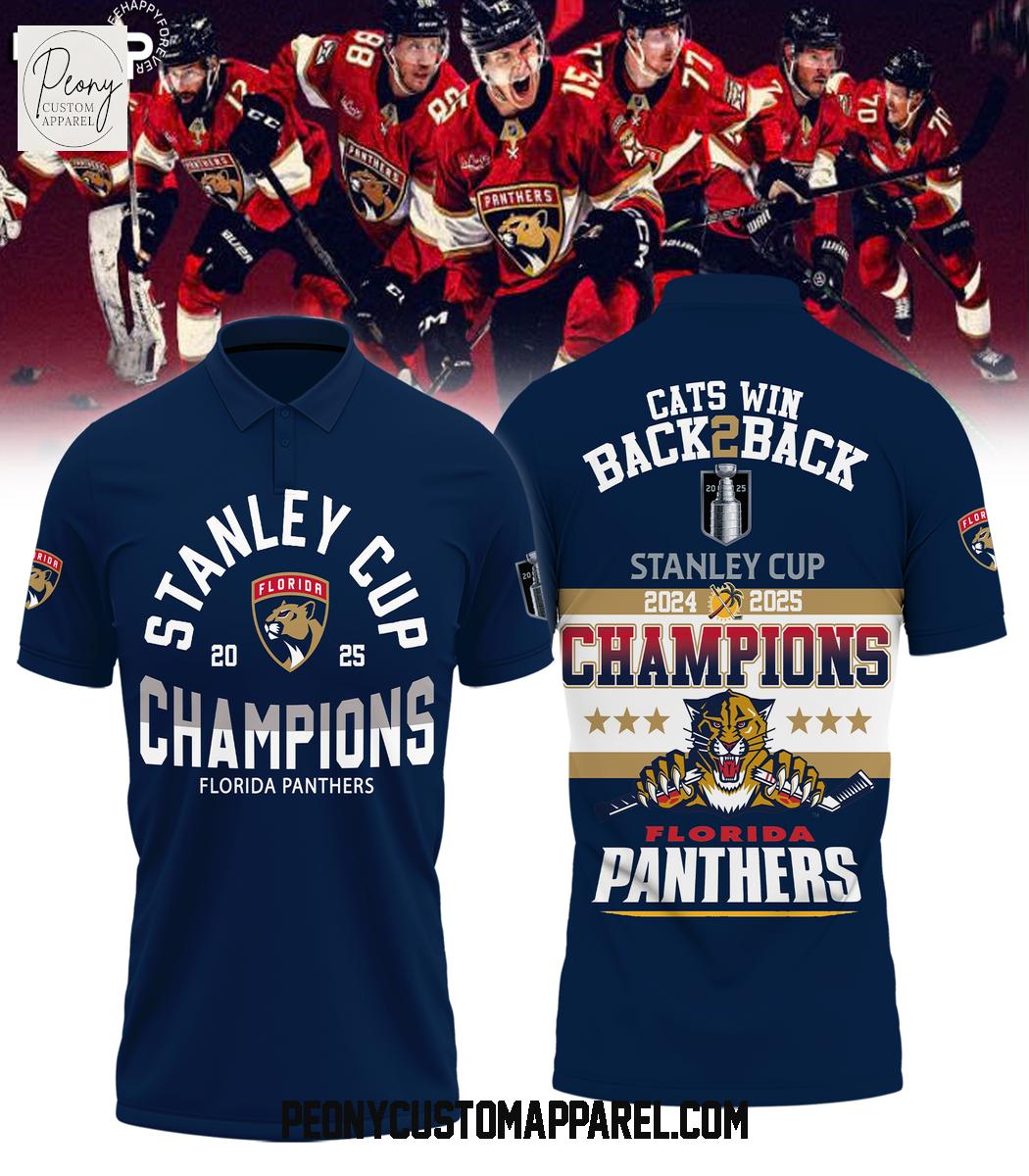 Florida Panthers Cats Win Back 2 Back Stanley Cup Polo Shirt Florida Panthers Cats Win Back 2 Back Stanley Cup Polo Shirt