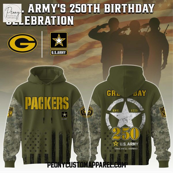 Green Bay Packers NFL Celebration US Army 250th Anniversary Hoodie