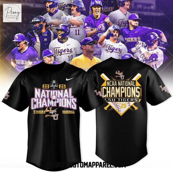 LSU Tigers Baseball National Champions 2025 Black Baseball Jersey