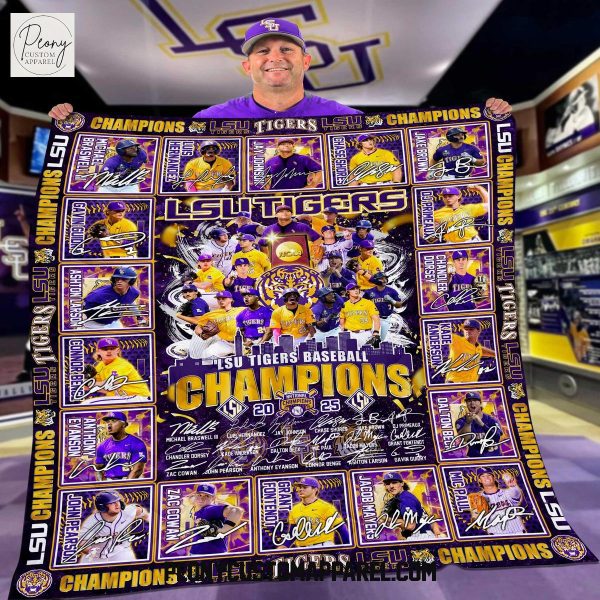 LSU Tigers Baseball National Champions 2025 Fleece Blanket Quilt