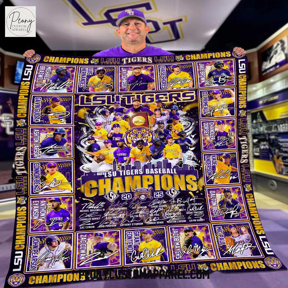 LSU Tigers Baseball National Champions 2025 Fleece Blanket Quilt LSU Tigers Baseball National Champions 2025 Fleece Blanket Quilt