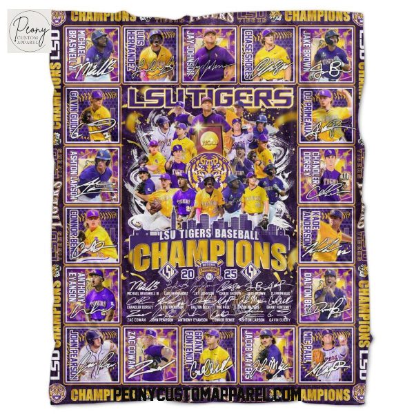 LSU Tigers Baseball National Champions 2025 Fleece Blanket Quilt