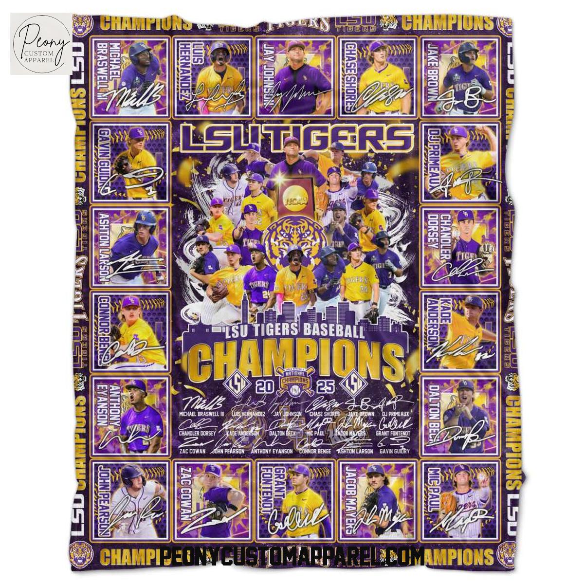 LSU Tigers Baseball National Champions 2025 Fleece Blanket Quilt LSU Tigers Baseball National Champions 2025 Fleece Blanket Quilt