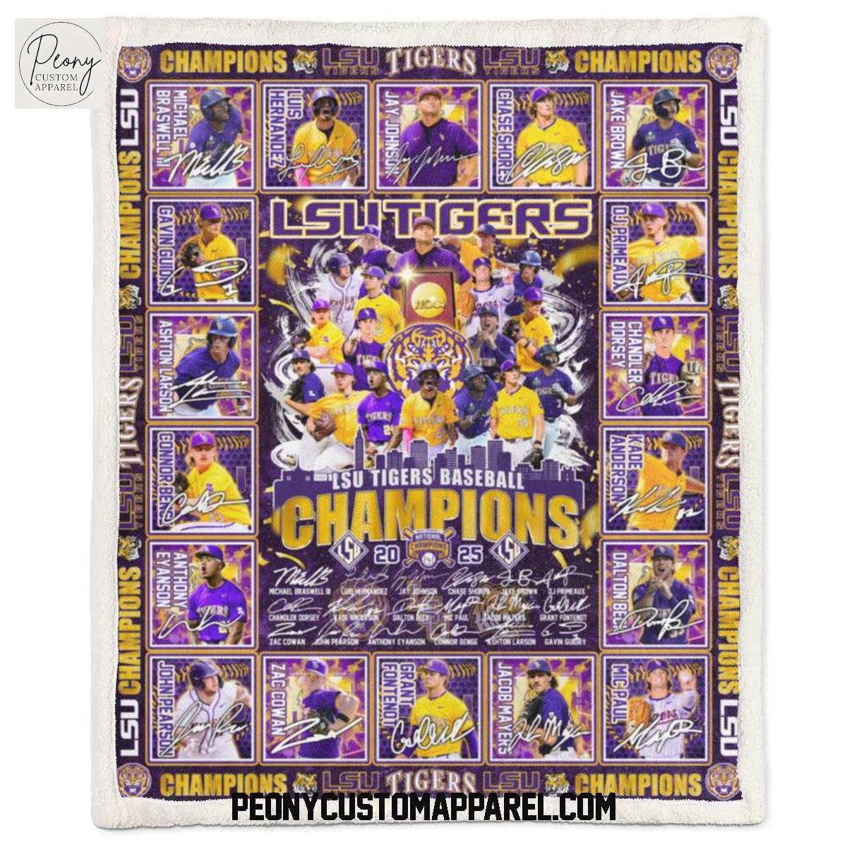 LSU Tigers Baseball National Champions 2025 Fleece Blanket Quilt LSU Tigers Baseball National Champions 2025 Fleece Blanket Quilt