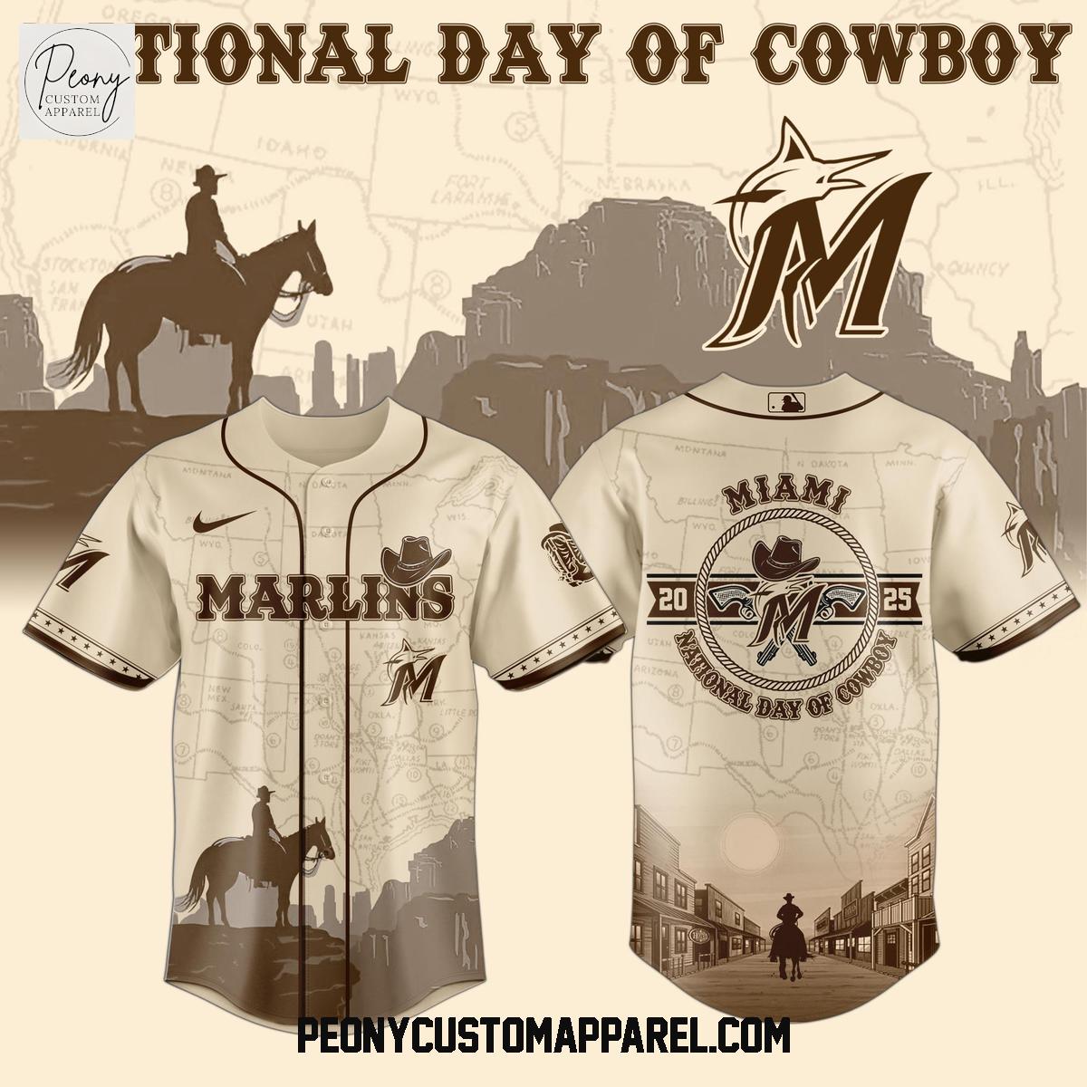 Miami Marlins MLB x National Day Of Cowboys Baseball Jersey Miami Marlins MLB x National Day Of Cowboys Baseball Jersey