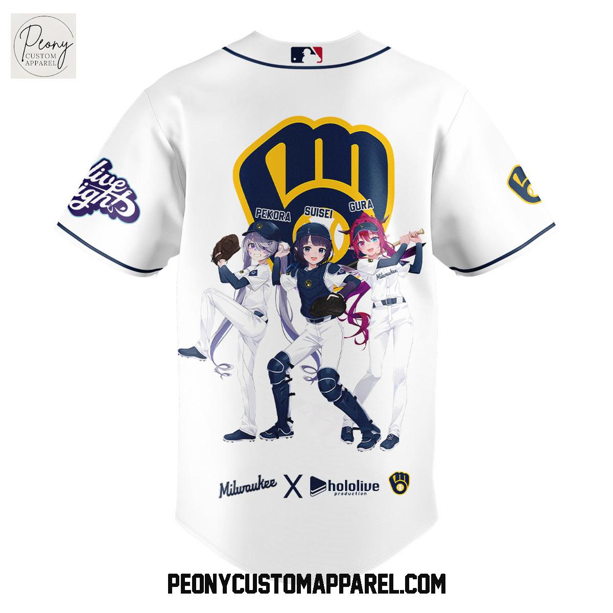 Milwaukee Brewers Hololive Night Collab Baseball Jersey Milwaukee Brewers Hololive Night Collab Baseball Jersey