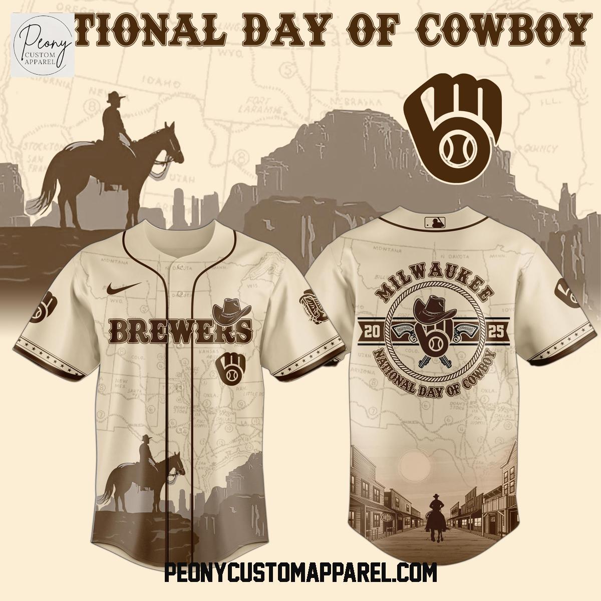Milwaukee Brewers MLB x National Day Of Cowboys Baseball Jersey Milwaukee Brewers MLB x National Day Of Cowboys Baseball Jersey