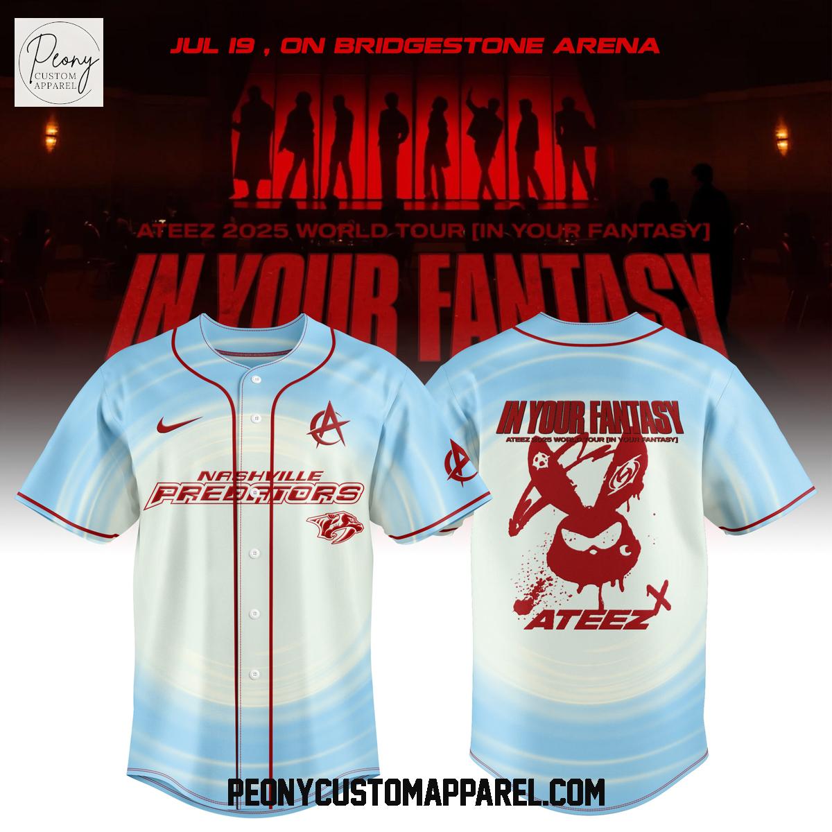 Nashville Predators x Ateez 2025 World Tour In Your Fantasy Baseball Jersey Nashville Predators x Ateez 2025 World Tour In Your Fantasy Baseball Jersey