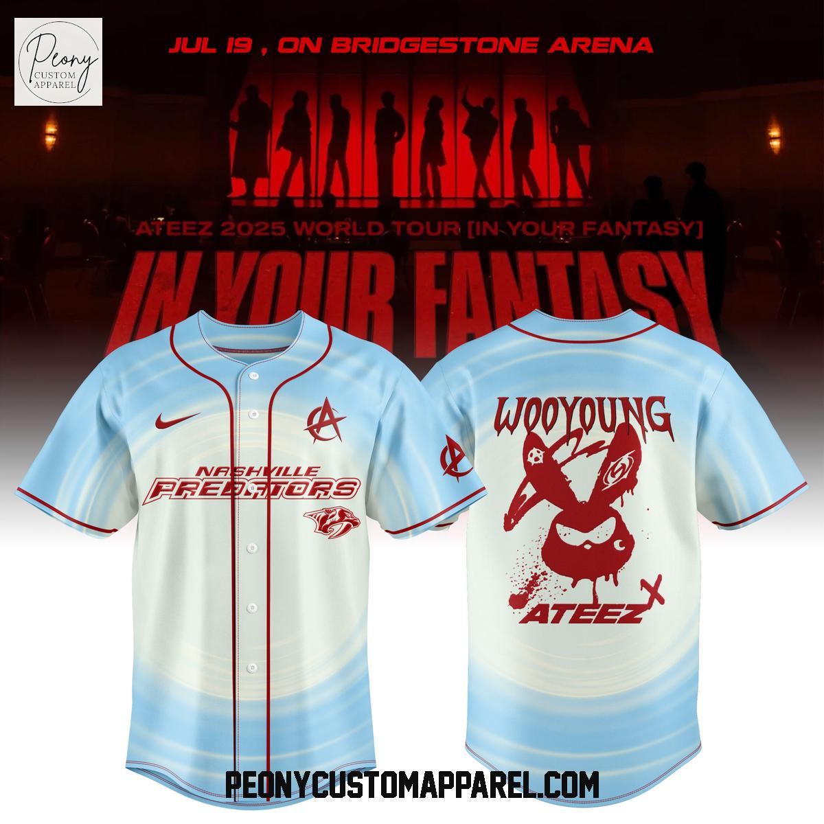 Nashville Predators x Ateez 2025 World Tour In Your Fantasy Baseball Jersey Nashville Predators x Ateez 2025 World Tour In Your Fantasy Baseball Jersey