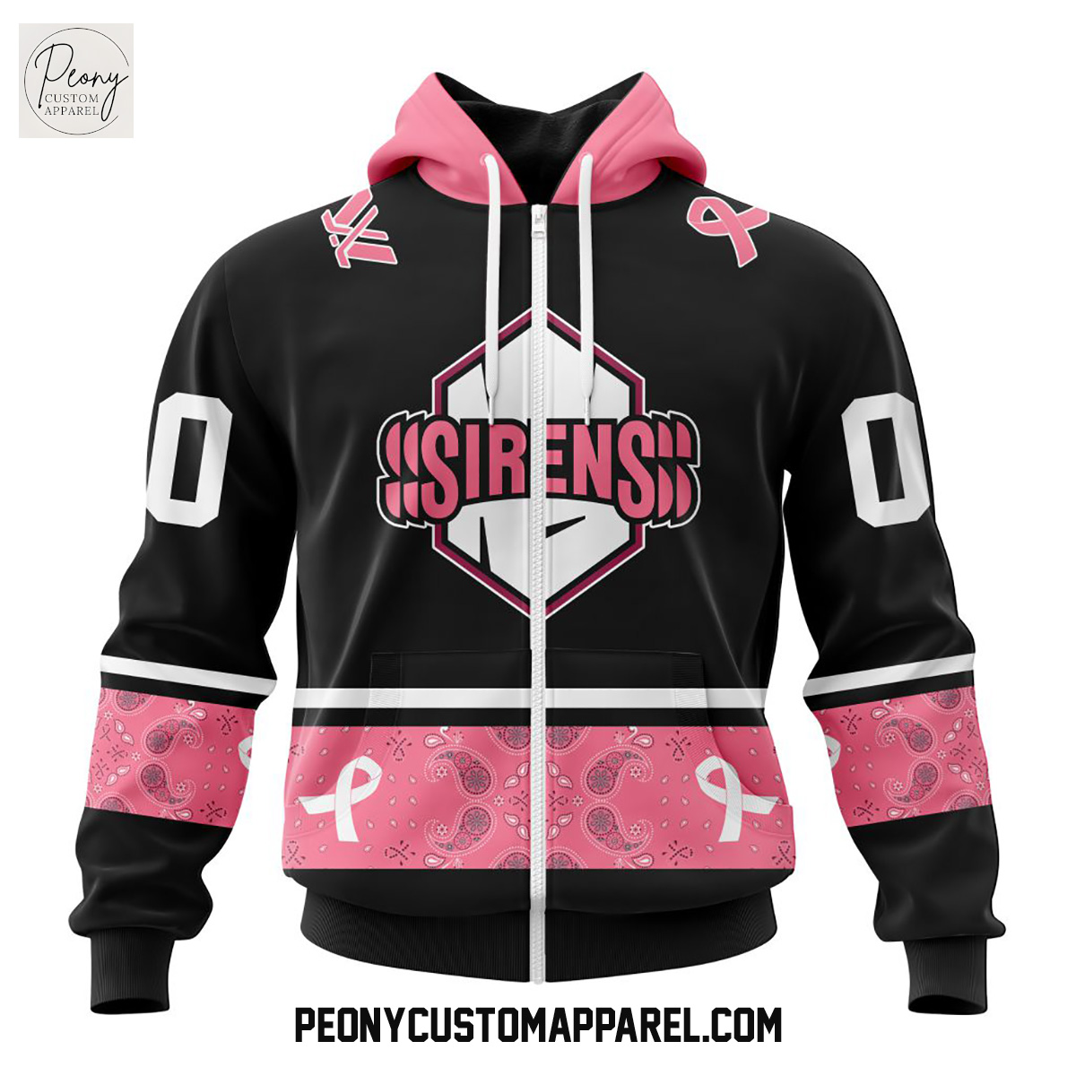New York Sirens PWHL Pink Paisley Fights Breast Cancer Hoodie Shirt New York Sirens PWHL Pink Paisley Fights Breast Cancer Hoodie Shirt