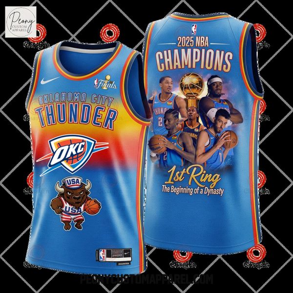Oklahoma City Basketball 1st Ring Champions Finals 2024-25 3D Basketball Jersey