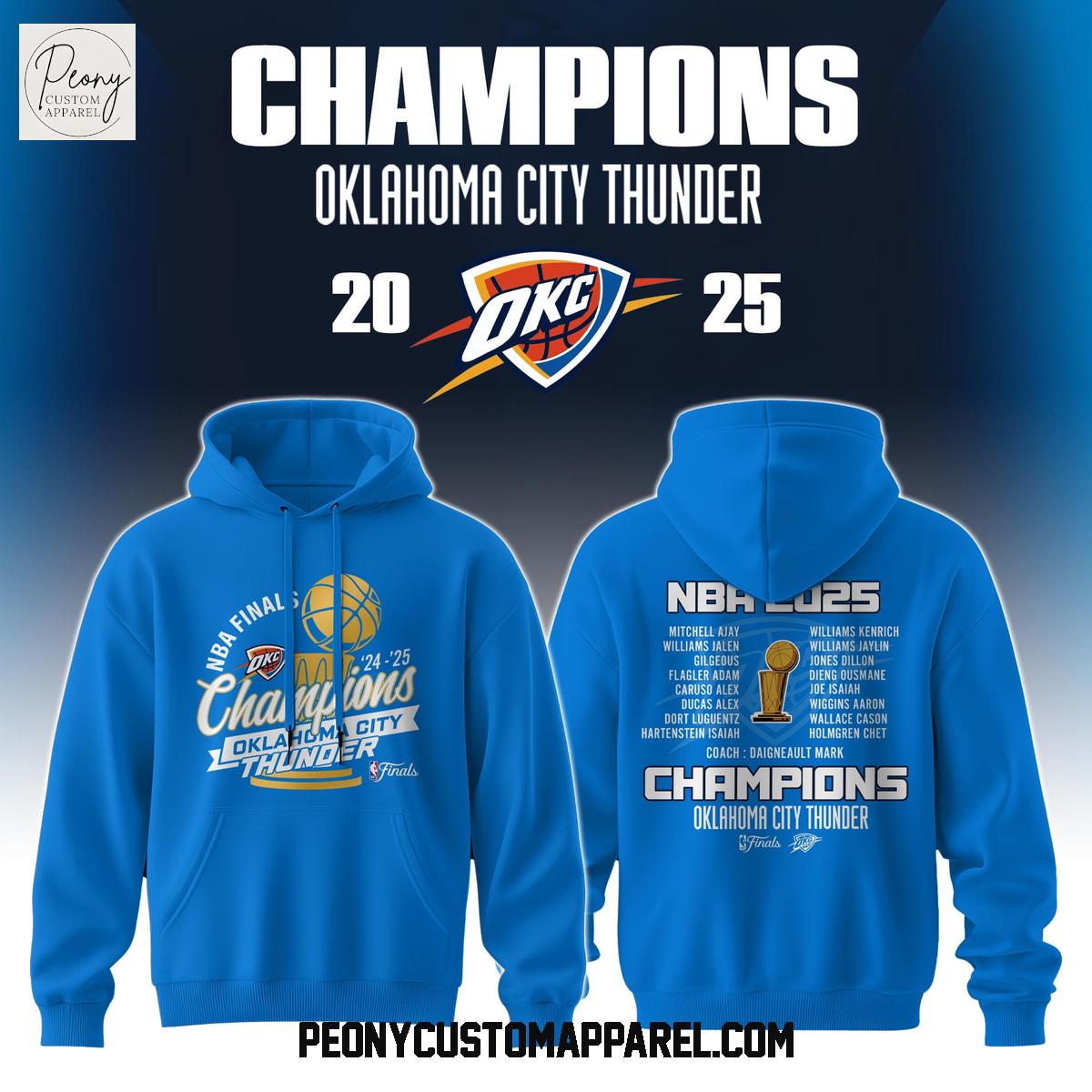 Oklahoma City Thunder Champion NBA Finals 2025 Hoodie Shirt Oklahoma City Thunder Champion NBA Finals 2025 Hoodie Shirt