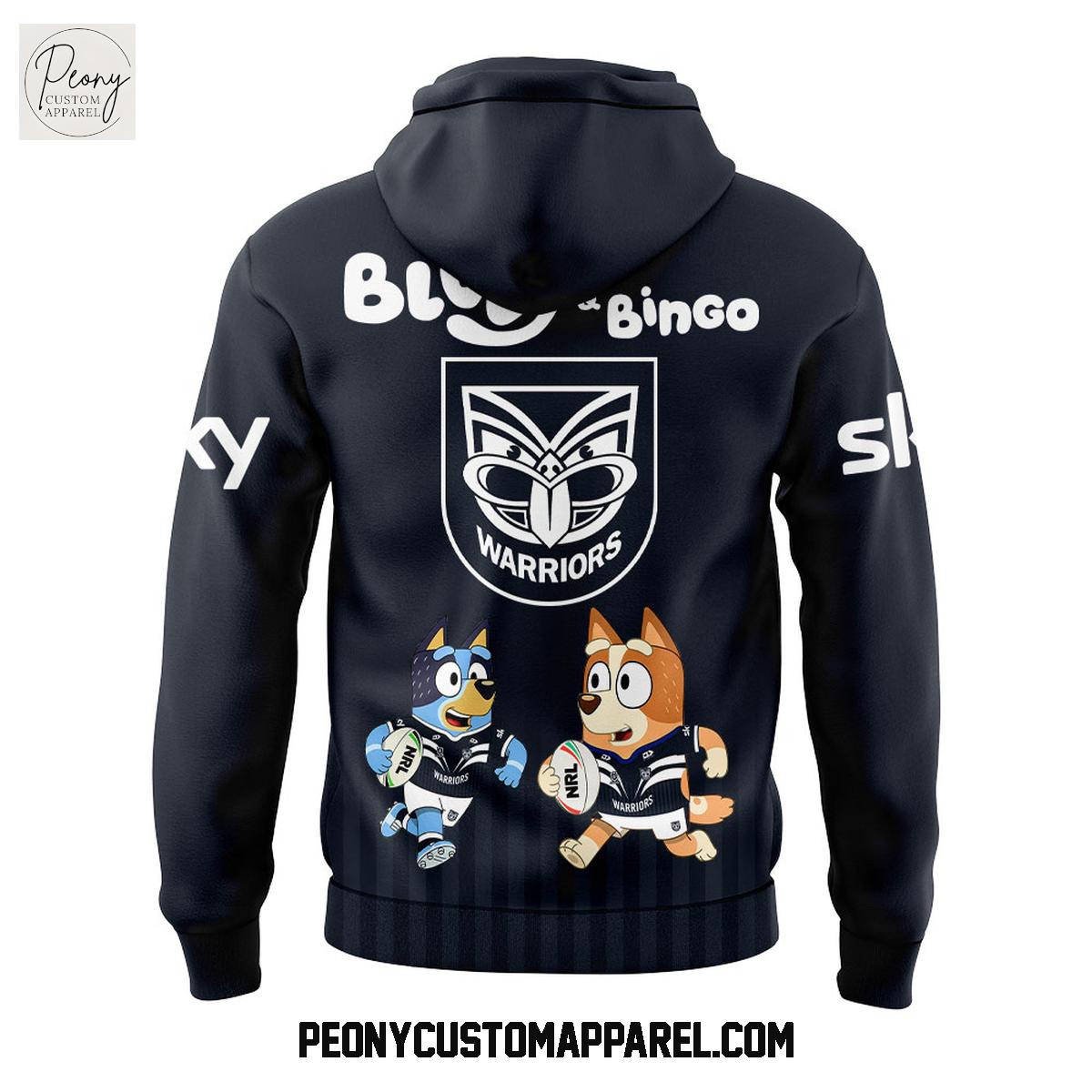 One NZ Warriors Bluey and Bingo Hoodie Shirt One NZ Warriors Bluey and Bingo Hoodie Shirt