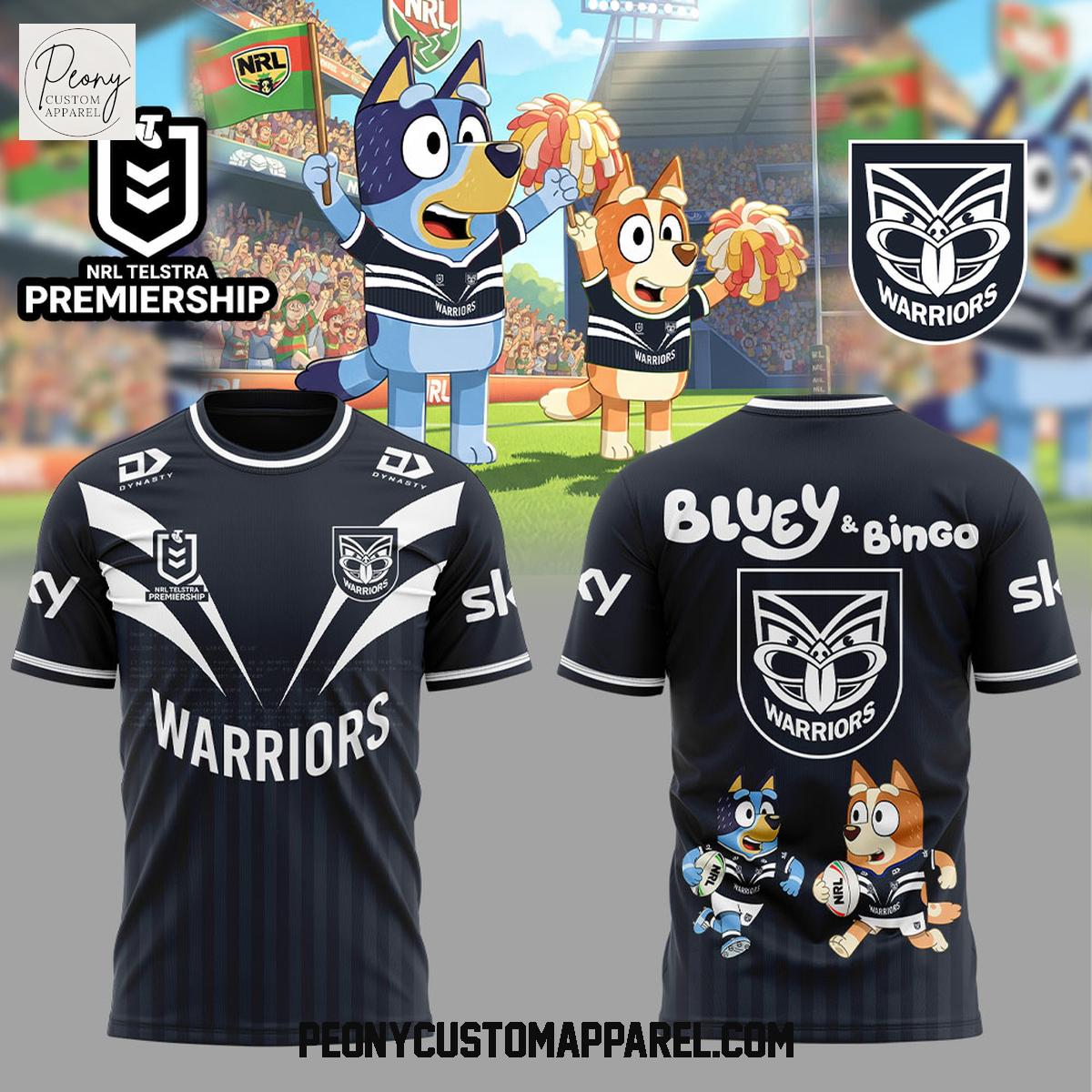One NZ Warriors Bluey and Bingo Hoodie Shirt One NZ Warriors Bluey and Bingo Hoodie Shirt