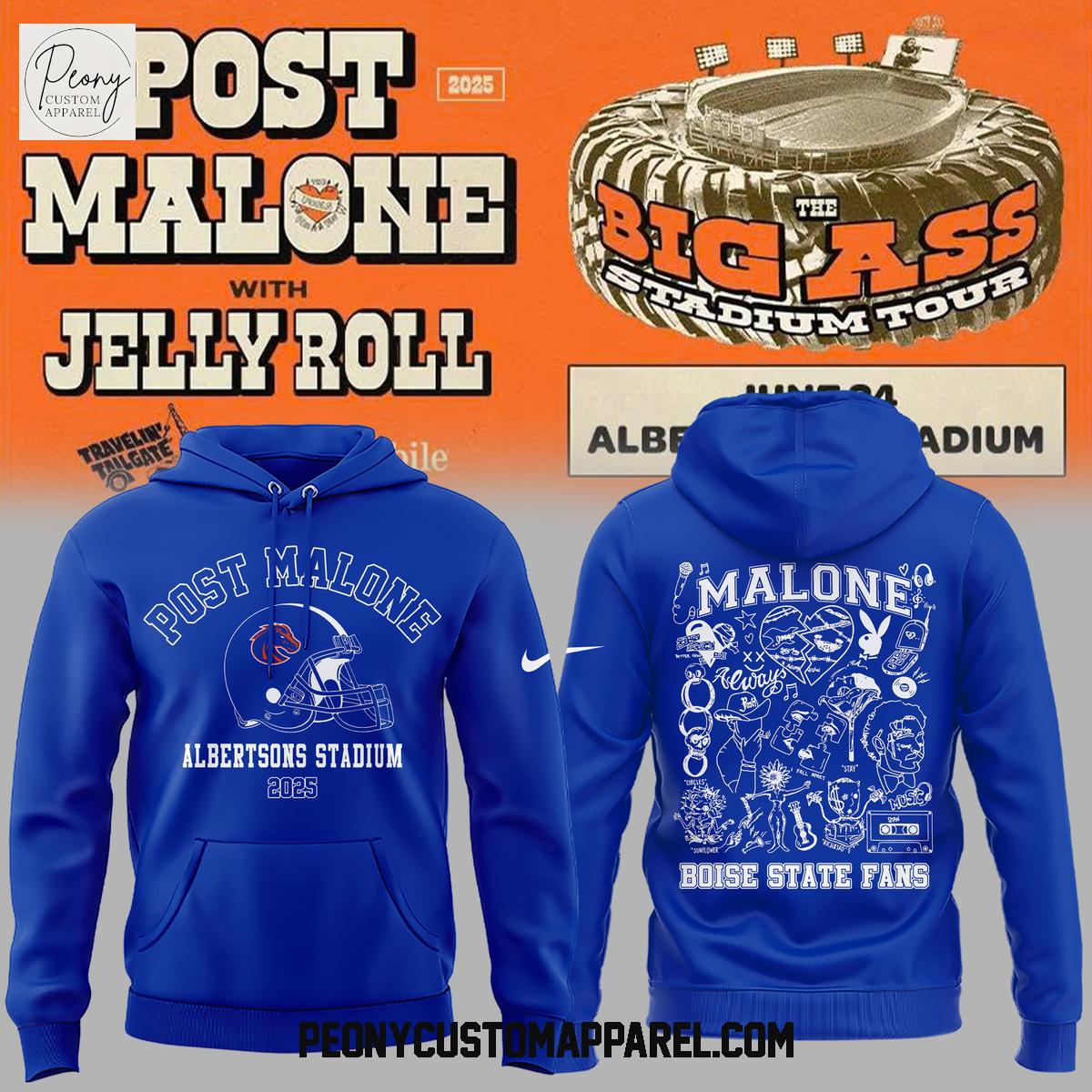 Post Malone x Boise State Broncos Albertsons Stadium 2025 Hoodie Shirt Post Malone x Boise State Broncos Albertsons Stadium 2025 Hoodie Shirt