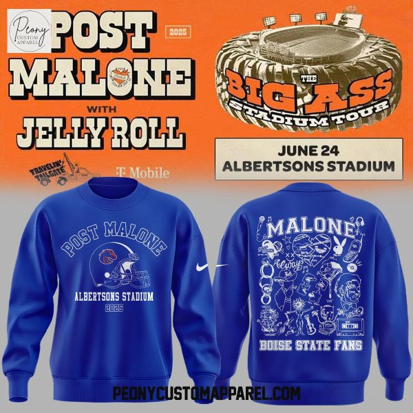 Post Malone x Boise State Broncos Albertsons Stadium 2025 Hoodie Shirt