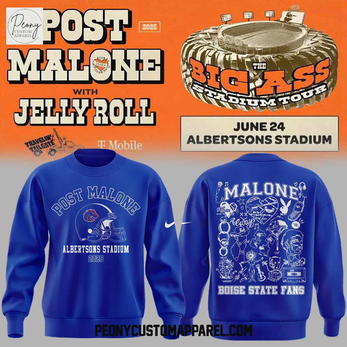 Post Malone x Boise State Broncos Albertsons Stadium 2025 Hoodie Shirt Post Malone x Boise State Broncos Albertsons Stadium 2025 Hoodie Shirt