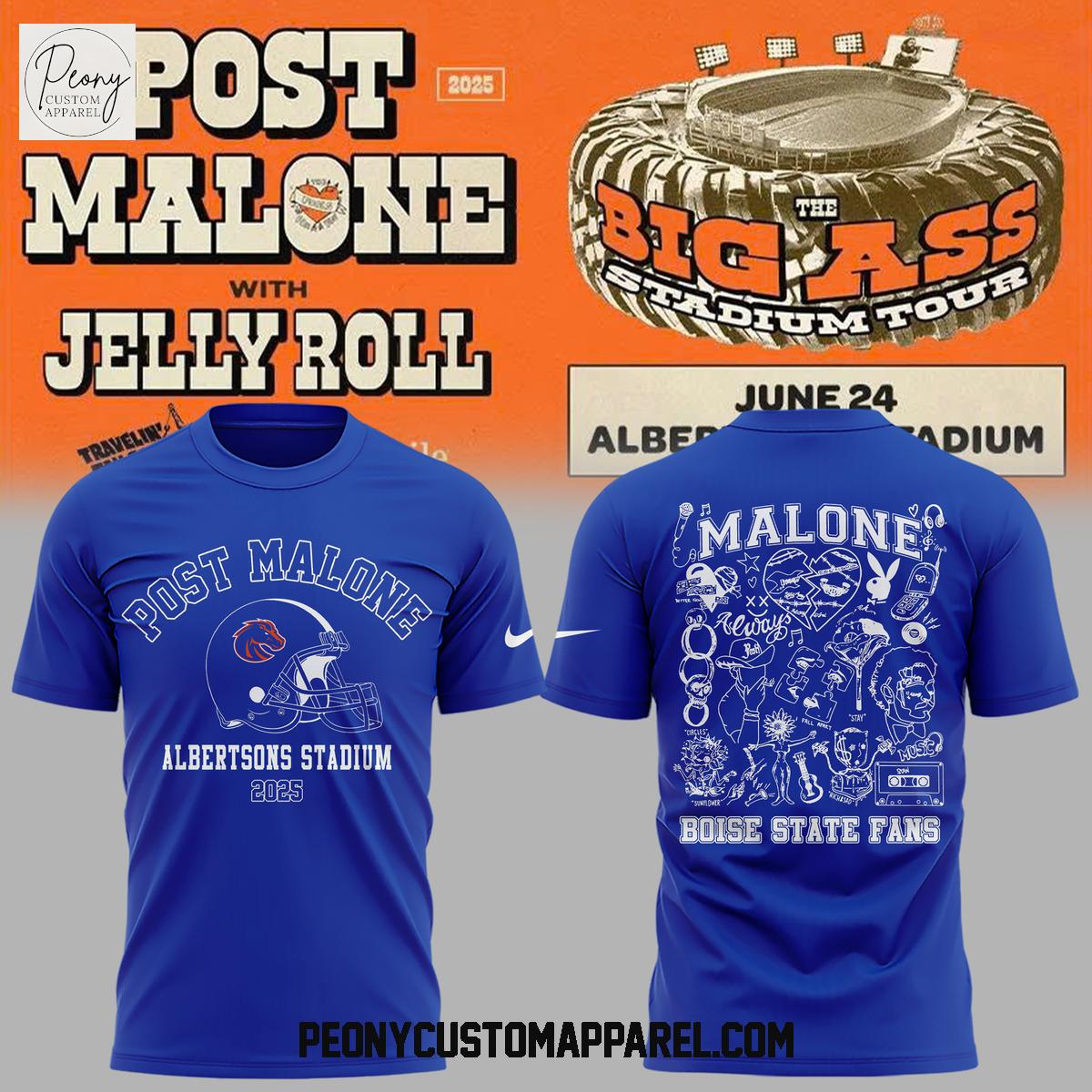 Post Malone x Boise State Broncos Albertsons Stadium 2025 Hoodie Shirt Post Malone x Boise State Broncos Albertsons Stadium 2025 Hoodie Shirt