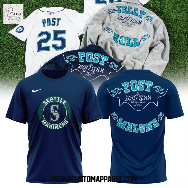 Seattle Mariners Mix Post Malone Tour 2025 Hoodie Shirt