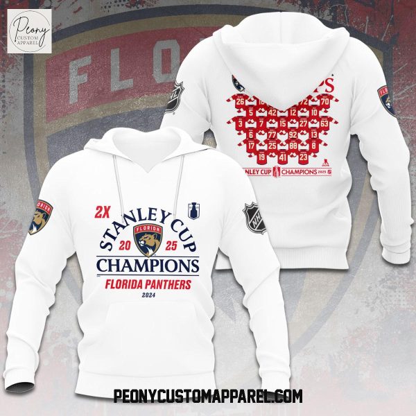 Stanley Cup 2025 Champions Florida Panthers White Hoodie T Shirt