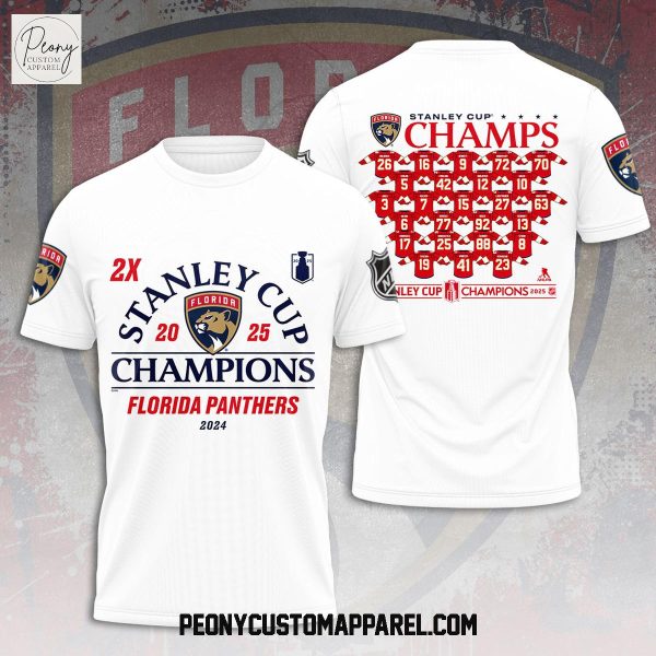 Stanley Cup 2025 Champions Florida Panthers White Hoodie T Shirt